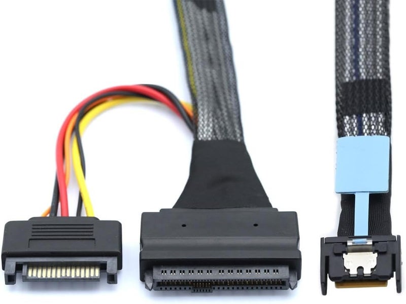 CY Cable MCIO 4X Mini Cool Edge IO to U.2 SFF-8639 NVME PCIe PCI-Express Cord for Mainboard SSD - Image 1